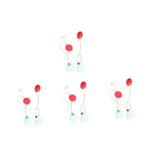 TOVINANNA 4 Paare Weihnachtsohrringe Damen Asymmetrisch Rot Grün Legierung Hautfreundlich Langlebig Festlicher Schmuck für Party Alltag und Weihnachtsfeier Rundes Design von TOVINANNA