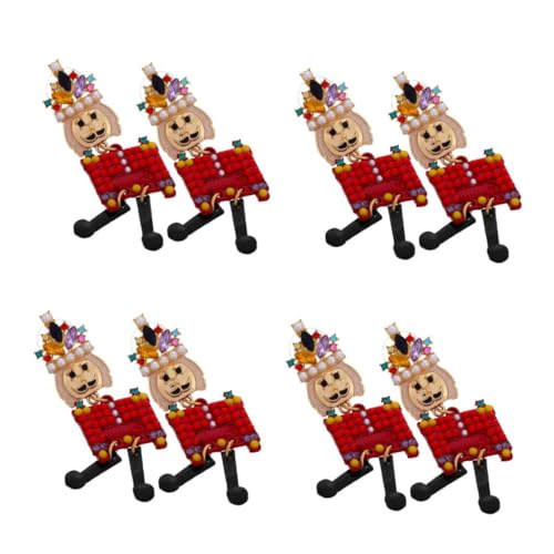 TOVINANNA 4 Paare Weihnachtsohrringe Damen Cartoon Nutcracker Ohrstecker aus Zinklegierung mit Perlenbesatz Langlebig Niedlich Festlich für Weihnachtsfeier und Festliche Anlässe von TOVINANNA