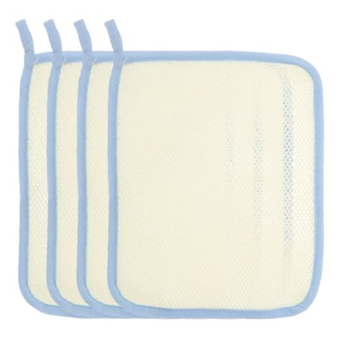 TOVINANNA 4 Stück Doppelseitiges Peeling-Handtuch Für Die Haut Körpertuch Schrubber Luffa-Handtuch Weiches Und Polierendes Waschlappen Weiß Für Entweder Fettige Oder Trockene Haut Natürlich von TOVINANNA