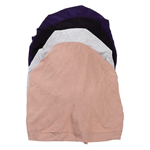 TOVINANNA 4 Stück Elastische Turban Mützen für Damen Dekorative Kopfbedeckung in Schwarz Camel für Make Up Spa und Haarschutz von TOVINANNA