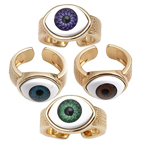 TOVINANNA 4 Stücke Offene Einstellbare Ringe mit Bösem Blick Augapfelring Kupfer Trendy Ringe für Frauen und Männer Vintage Schmuck von TOVINANNA