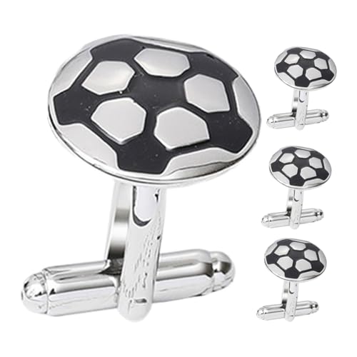 TOVINANNA 4 Stück Fußball Manschettenknöpfe für Herren Kreative Cufflinks mit Fußball für Hochzeiten Geschäft Partys für Fußballfans Formelle Anlässe von TOVINANNA