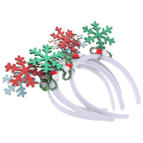 TOVINANNA 4 Stück Glitzer Schneeflocken Haarreifen Festliche Haaraccessoires für Weihnachten Bequeme und Flexible Stirnbänder für Weihnachtsfeiern Winterevents Damen und Mädchen von TOVINANNA