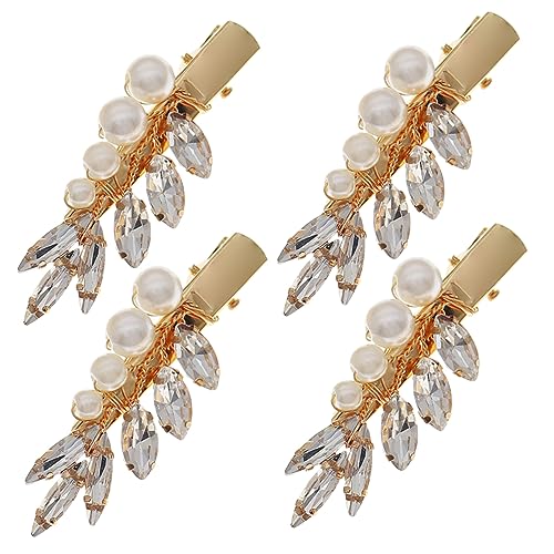 TOVINANNA 4stücke Alligator Haarspangen Für Damen Haarklammern Mit Perlen Für Hochzeiten Und Partys Rutschfeste Haarschmuck Accessoires in Goldhs von TOVINANNA