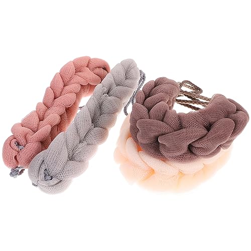 TOVINANNA 4-teiliges Bade-werkzeug-set Aus Natürlichem Material: Duschschwamm Puff Badeschwamm Körperschrubber Badetuch Dusch-werkzeug Grau Beige Khaki von TOVINANNA