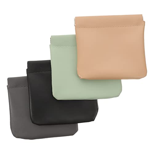 TOVINANNA 4stücke Teiliges Selbstschließende Kosmetiktasche Aus Pu-Leder Kleiner Aufbewahrungsbeutel Für Make-up Und Münzen Tragbare Tasche Für Damen Khaki Schwarz Hellgrün Und von TOVINANNA