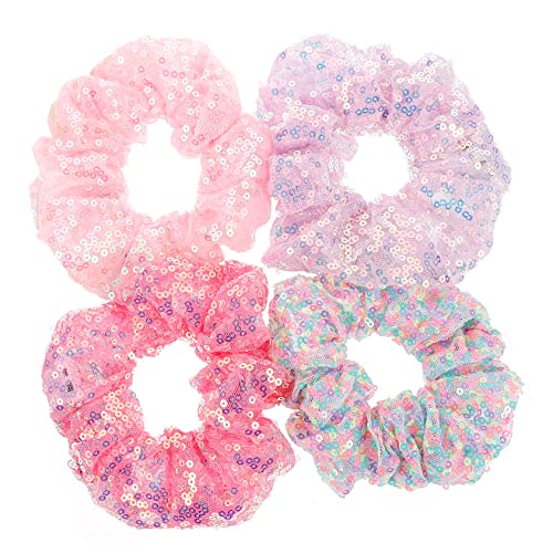 TOVINANNA 4stücke Leuchtende Led Haargummis Bunte Haaraccessoires Für Partys Halloween Und Weihnachten Elastische Haarringe Geeignet Für Frauen Und Mädchen von TOVINANNA