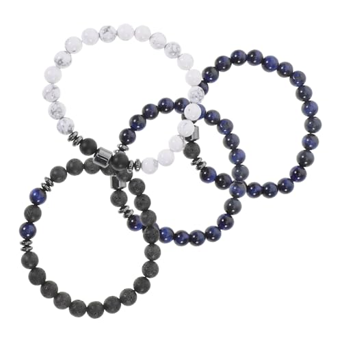 TOVINANNA 4 Stück Lava Steins Armband Naturstein für Männer und Frauen Aromatherapie Diffuser Armband Freundschafts und Liebesschmuck Elastisches von TOVINANNA