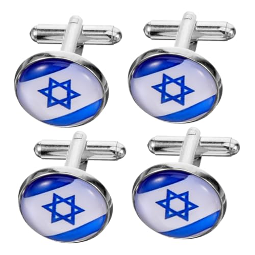TOVINANNA 4stücke Manschettenknöpfe Flagge Israel Taste Herren Anzugknöpfe Kleidungsaccessoire Für Hochzeit Geburtstag von TOVINANNA