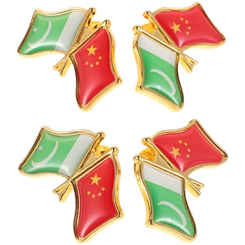 TOVINANNA 4 Stück Pakistan China Freundschafts Brosche Metall Patriotisches Abzeichen für Kleidung Jacken Rucksäcke und Hüte von TOVINANNA