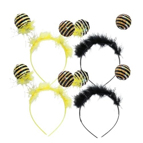 TOVINANNA 4 Stück Party-Haarreifen - Kopfschmuck - Bienen Design Haarreif - Elastischer - Kreativer Biene en Frühlingsen Party-Kopfbedeckung von TOVINANNA
