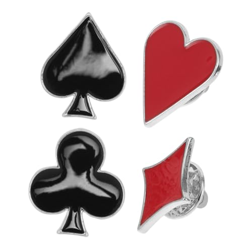 TOVINANNA 4 Stück Poker Broschen für Kleidung Metall Emaille Anstecknadeln für Hüte Taschen Pullover Kreative Hemd Pins für Damen und Herren von TOVINANNA