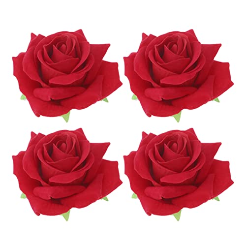 TOVINANNA 4 Stück Simulierte Rosenhaarnadel Fälschung Rosenbroschen Blumenbroschen Für Damen Elegant Blumen- Haarblume Blumenhaarstifte Zierlich Tropisch Party Tuch Kind Mit Rot Stoff von TOVINANNA