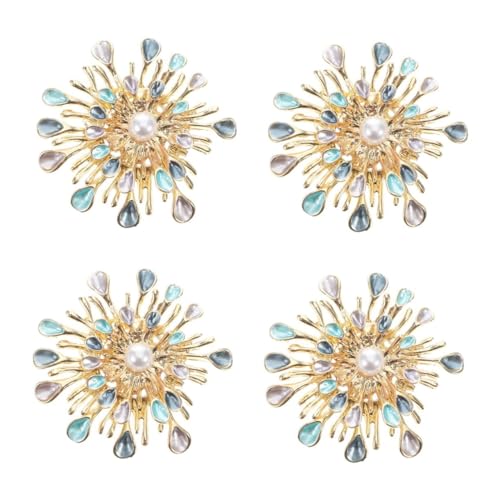TOVINANNA 4 Stück Sonnenblumen Brosche mit Perlen und Kristallen Anstecknadel für Damen und Herren für Kleidung Hochzeiten Geburtstagsfeiern und Formelle Anlässe von TOVINANNA