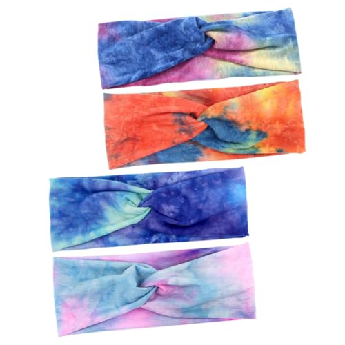 TOVINANNA 4stücke Teiliges Sport-stirnbänder Damen Fitness-haarbänder Für Yoga Workout Elastische Rutschfeste Haartücher Im Trendigen Batikdesign Peacock von TOVINANNA