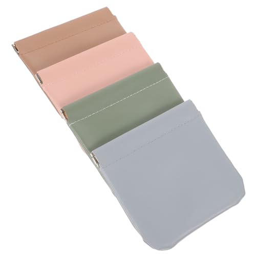 TOVINANNA 4 Stück Teiliges Damen Schminktaschen aus Langlebigem Pu Leder mit Sicherem Verschluss Kleine Kosmetiktaschen in Khaki Grün Rosa und Blau für Reisen Alltag und Vielseitige von TOVINANNA
