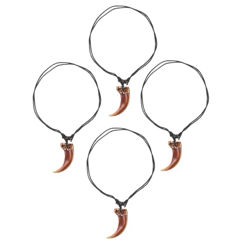 TOVINANNA 4 Stück Teiliges Faux Tooth Anhängerhalskette für Männer und Frauen Verstellbare Schwarze Wachsschnur Imitation Zahnschmuck für Lässige Anlässe und Individuelles Styling von TOVINANNA