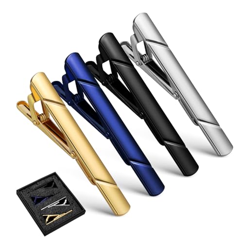 TOVINANNA 4 Stück Teiliges Krawattenklammer für Herren Krawattennadel für Hochzeiten Geschäftsveranstaltungen und Formelle Anlässe Geschenkbox von TOVINANNA