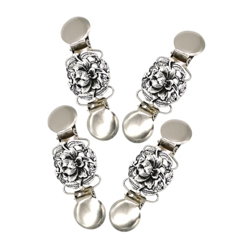 TOVINANNA 4 Stück Teiliges Vintage Floral Cardigan Clips für Damen Retro Kleidung Schal Clips Antirutsch Schal Pins Kleidungsaccessoires für Pullover und von TOVINANNA