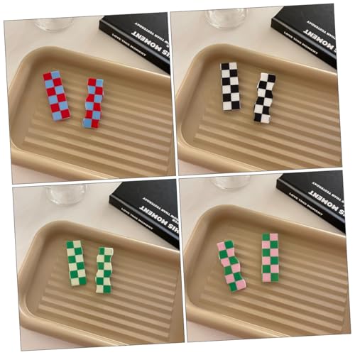 TOVINANNA 4 Stück Teiliges Wave Plaid Haarklammer aus Widerstandsfähigem Harz Einfache Handhabung Eleganter Haarschmuck für Damen Geeignet für Alltag Party Hochzeit und Zufällige Farbe von TOVINANNA