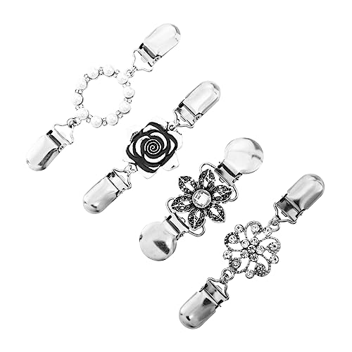 TOVINANNA 4 Stück Vintage Cardigan Clips Blütenmuster für Pullover Schals und Kleider Praktische Brosche für Damenbekleidung Hochwertige Handwerkskunst und zu Tragen von TOVINANNA