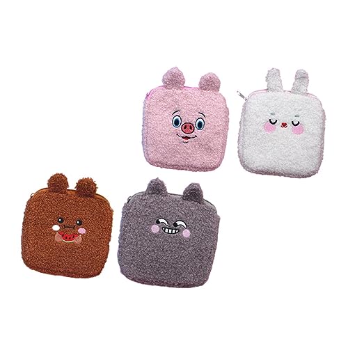 TOVINANNA 4 Stücke Frauen Tragbare Serviette Lagerung Taschen Beutel für Reise Plüsch Tasche Kulturbeutel von TOVINANNA