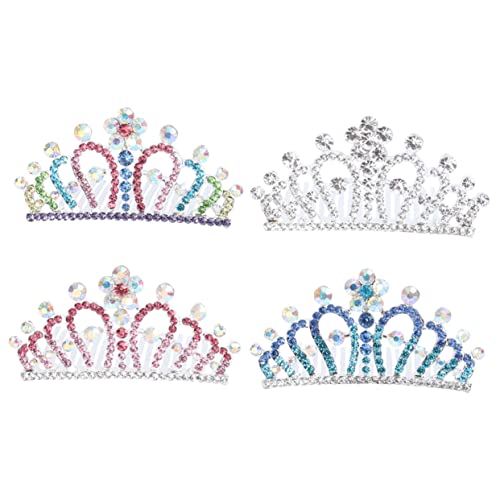 TOVINANNA 4stücke Junge Mädchen Tiara Glitzernde -rhinestone Haarspangen Für Geburtstagsfeiern Aufführungen Partys Mädchen Krone Haaraccessoires Silber Rosa Blau von TOVINANNA