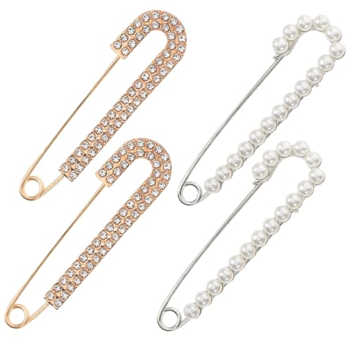 TOVINANNA 4stücke Broschennadeln Für Damen Sicherheitsnadelbrosche Aus Legierung Perlenbroschennadeln Für Kleider Dekorative Sicherheitsnadeln Für Schals Broschennadeln Für Modische von TOVINANNA