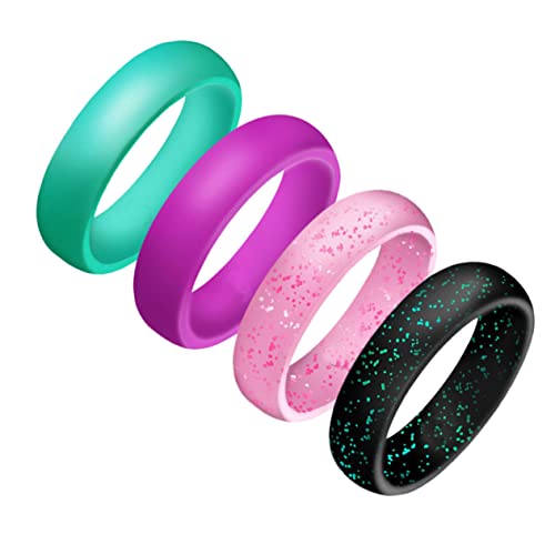 TOVINANNA 4stücke Silikonringen Mit Glitzer Für Frauen Flexible Atmungsaktive Fingerringe in Bunten Farben Für Sport Und Alltag Angenehm Und Hautfreundlich von TOVINANNA