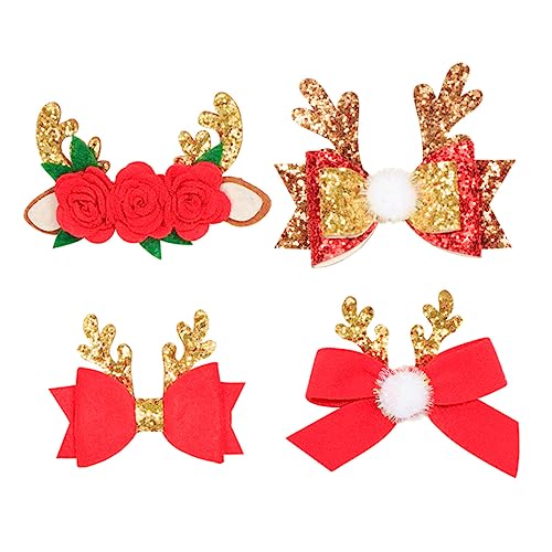 TOVINANNA 4er Set Glitzer Weihnachts Haarspangen Mit Rentier Antlitz Und Festlichen Elementen Für Haarschmuck Für ädchen Ideal Für Weihnachten Und Festliche Anlässe von TOVINANNA