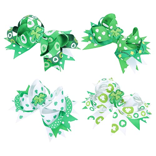 TOVINANNA 4stücke Grüne Haarspangen Mit Schleifen Für Junge Mädchen Festliche Haarclips Mit Kleeblatt-design Für Patrick Day Bequem Und Leicht Perfekter Haarschmuck Für Mädchen von TOVINANNA