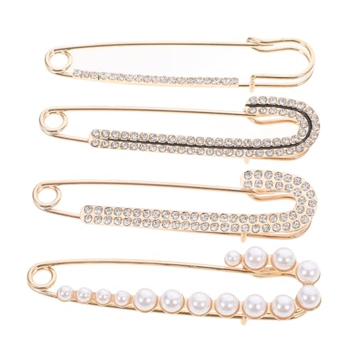 TOVINANNA 4stücke Perlen-sicherheitsnadeln Für Kleidung Dekoratives Broschennadel-set Verschiedene Designs Geeignet Für Strickjacken Taillenspanner-clips Mode-accessoires von TOVINANNA