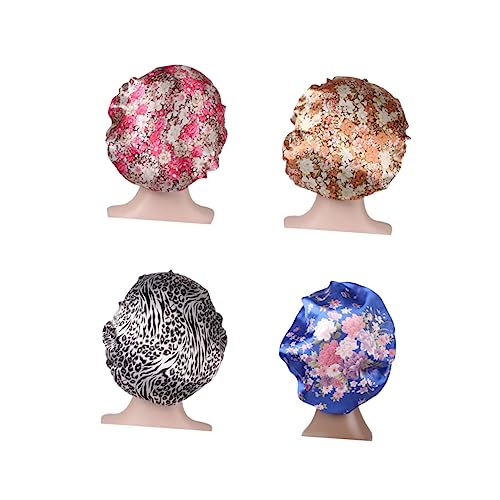 TOVINANNA 4stücke Teiliges Krempe Damen Schlafhaube Haarschutz Für Chemotherapie Beige Rosé Blau Schwarz Zum Schutz Der Frisur Für Angenehme Nachtruhe von TOVINANNA