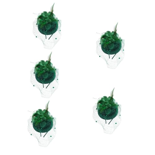 TOVINANNA 5 Stück Mesh Head Flower Bankett Hut Fascinator Mesh Plume Stirnband Grüner Fascinator Fascinator Hut Braut Fascinator Fascinator Clip Dunkelgrüner Fascinator Kopfbedeckung von TOVINANNA