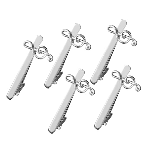 TOVINANNA 5 Stück Metall Krawattenklammern für Herren mit Musiknoten Halt Eleganter Anzug Accessoire für Business Hochzeiten und Formelle Anlässe von TOVINANNA