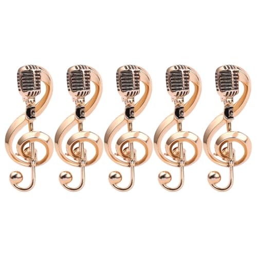 TOVINANNA 5 Stück Retro -Musikbrosche Musiknote Brustnadel Musiknotiz Brosche Anstecknadel für Musikinstrumente Mikrofonstifte Mikrofon-Pin-Abzeichen Hip Pop Accessoires Zinklegierung Golden von TOVINANNA