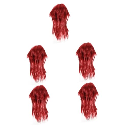 TOVINANNA 5 Stück Rote Coole Perücke Cosplay Perücke Für Männer Lange Cosplay Perücke Herren Perücke Lange Perücke Cosplay Perücke Für Frauen Cosplay Perücke von TOVINANNA