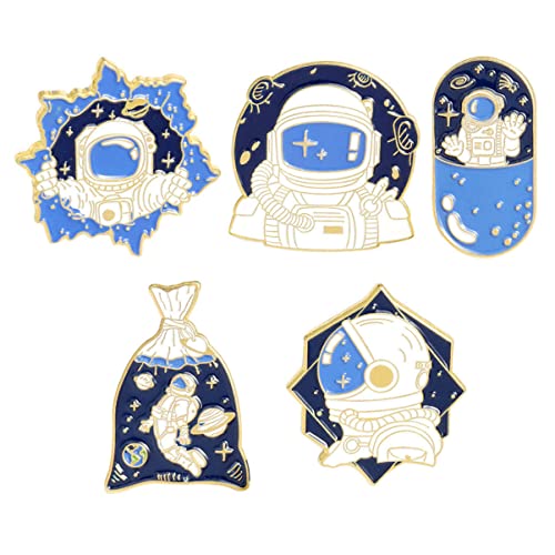 TOVINANNA 5 Stück Cartoon Astronaut Broschen Legierung Dekorative Pins für Kleidung Rucksack Hüte Leicht und Tragbar von TOVINANNA