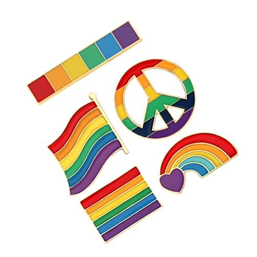 TOVINANNA 5 Stück Regenbogen Broschen Legierung Kreative Anstecknadeln für Rucksäcke Kleidung Hüte Deko Anstecker für Damen Geschenkideen für Verschiedene Anlässe von TOVINANNA