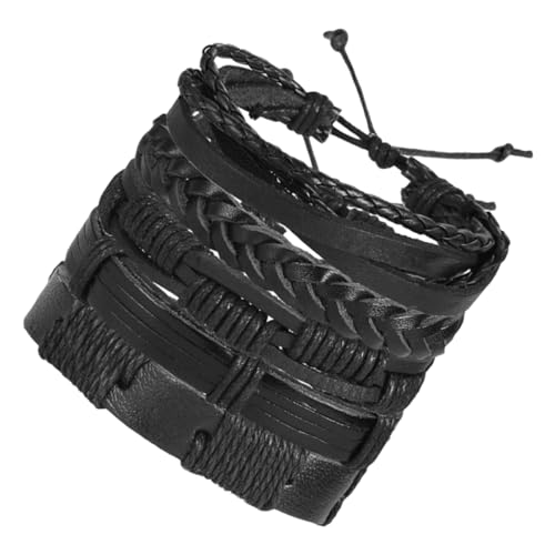TOVINANNA 5 Stück Teiliges Retro Lederarmband für Männer Einstellbare Geflochtene Armbänder Handdekoration für Besondere Anlässe Stilvolles DIY Armband PU Perfektes für Freunde und Familie von TOVINANNA