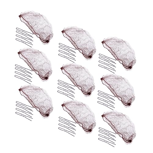 TOVINANNA 50 Stück Nylon-haarnetze Unsichtbare Dutt-abdeckungen Aus Elastischem Netzgewebe für Frauen und Mädchen 50 Cm Kaffeebraun Weich Bequem 40 Stück U-haarnadeln 6 Cm von TOVINANNA