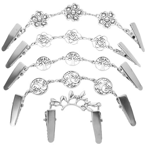 TOVINANNA 5Stücke Vintage Silberne Sweater Clips Retro Cardigan Clips für Schals und Strickjacken Hochwertige Pulloververschluss Klammern Eisenlegierung für von TOVINANNA