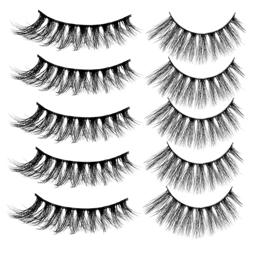 TOVINANNA 5paar Schwarze Falsche Wimpern Dicke Künstliche Wimpern Für Damen Frauen Und Mädchen Make-up Leichte Anwendung Und Weich Für Dramatischen Look von TOVINANNA