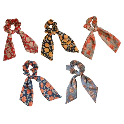 TOVINANNA 5 Stück Satin Haargummis Schal Haarschmuck Elastisch Kreativ Multifunktional Für Frauen Zufällige Farben Für Geburtstagsfeiern Fotoshootings Alltag von TOVINANNA