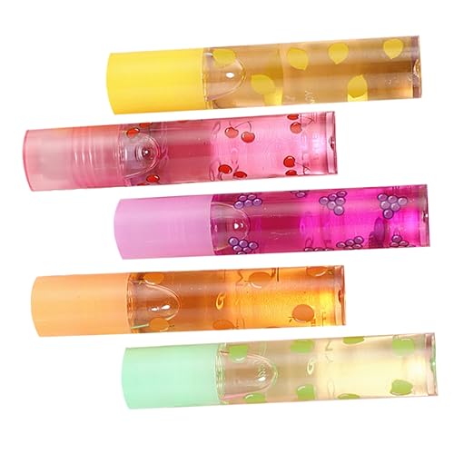 TOVINANNA 5st Lippenbalsam Aus Früchten Lippenpomade Lipgloss-aromen In Masse Ästhetisch Klare Lipglosse Lipgloss Für Mädchen 10-12 Essenz Lipgloss Kind Farblos Flüssig Schutz Wasser-doodle von TOVINANNA