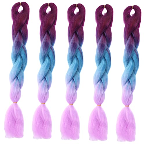 TOVINANNA 5stücke Farbverlauf Flecht Haar Extensions Synthetische Zöpfe Für Damen Und Mädchen Haarverlängerungen Mit Farben Für Party Und Kostüm von TOVINANNA