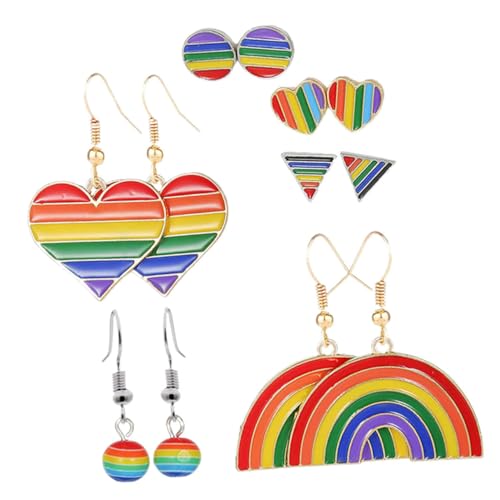 TOVINANNA 6 Paare Pride Ohrringe Regenbogen Ohrstecker Tropfen Design Damen Schmuck für Alltag Valentinstag von TOVINANNA