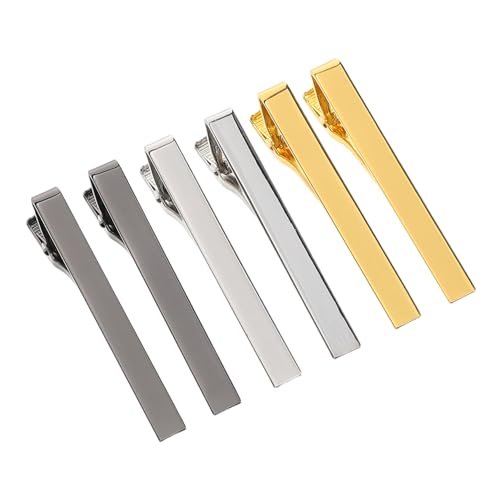 TOVINANNA 6 Stück Herren Krawattenklammer Stilvolle Metall Krawattenclips für Hochzeiten Geschäftsveranstaltungen Formelle Anlässe Zubehör für Krawatten Kleidung von TOVINANNA