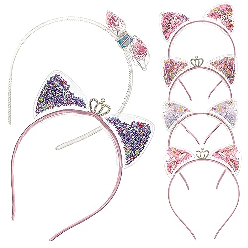 TOVINANNA 6 Stück Katzenohren Stirnband Stereoskopisches Stirnband Katzenohr Förmiges Design Haarband Glänzendes Stirnband Kinderbedarf Kinder Haarkleid Kinder Haardekoration von TOVINANNA