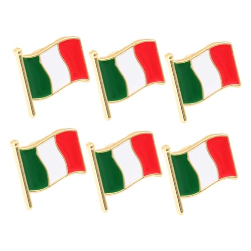 TOVINANNA 6 Stück Teiliges Italienische Flagge Brosche Metall Anstecker für Feiern Partys und Veranstaltungen Wiederverwendbar Einfach zu Tragen für Fans und Freunde von TOVINANNA